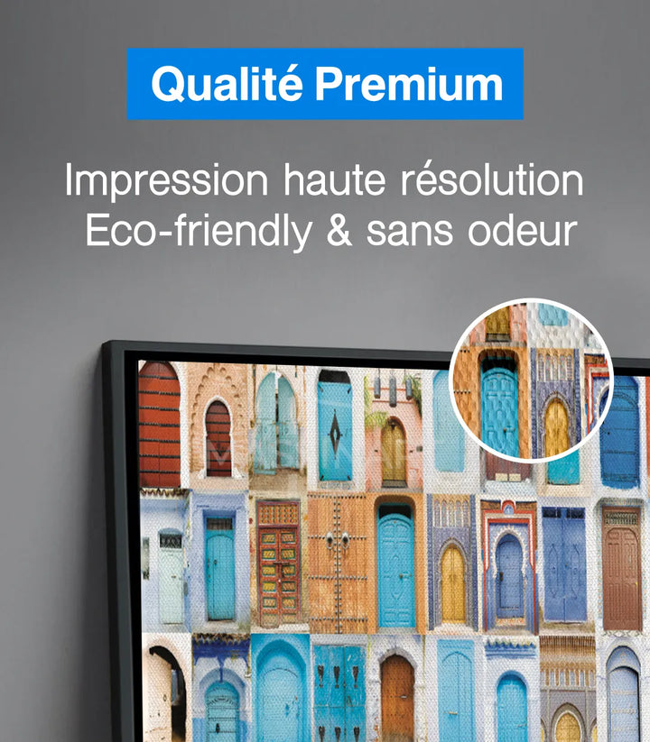 Tableau Moroccan Doors — tableau urbain Maroc architecture médina Massinart