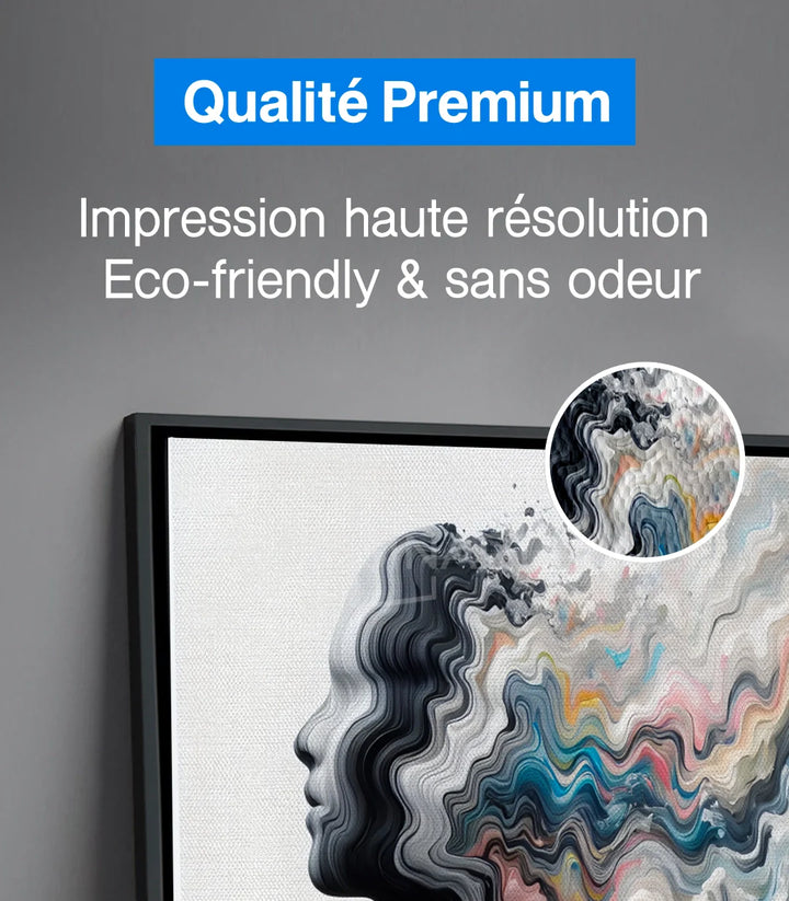 Tableau Color Surge en mise en situation salon moderne Massinart — perspective intérieur design