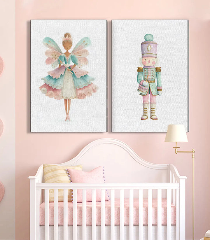 Tableau Fairy Guard diptyque decoration interieur chambre enfant au-dessus berceau, Massinart
