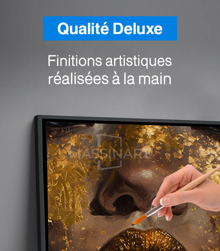 Tableau Gilded détail lèvres dorées Massinart
