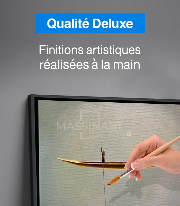 Tableau bateau doré vertical salle à manger épurée — Massinart
