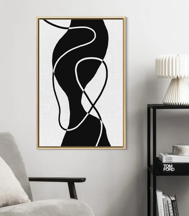 Tableau Black Fluidity détail formes organiques contraste minimaliste Massinart