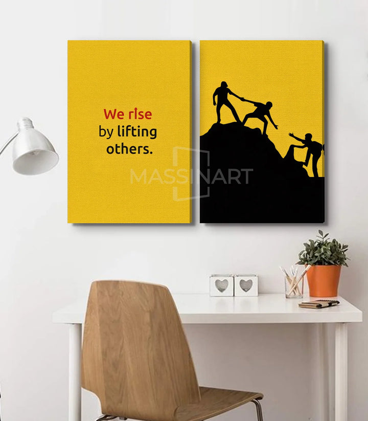 Tableau Push Upward diptyque — vue alternative salon bureau Massinart
