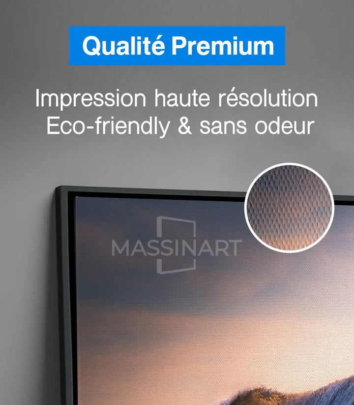 Tableau Tranquil Wave en mise en situation salon moderne Massinart