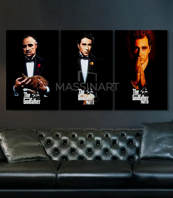 Tableau Godfather triptyque decoration interieur Massinart — trois portraits cinema