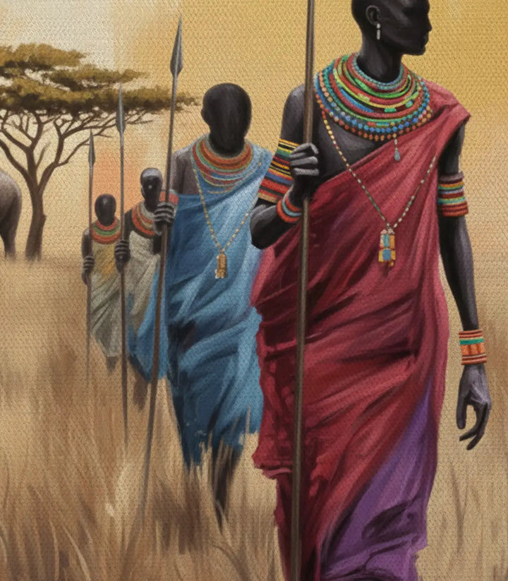 Tableau art mural Massinart — Savanna March mise en cadre noir