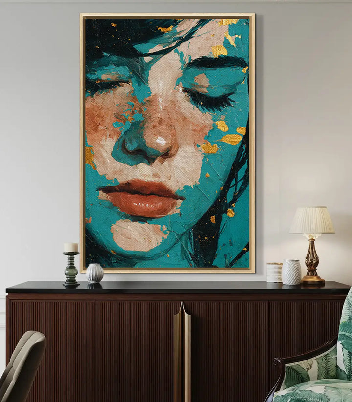 Tableau portrait femme expressionniste décoration intérieur Massinart