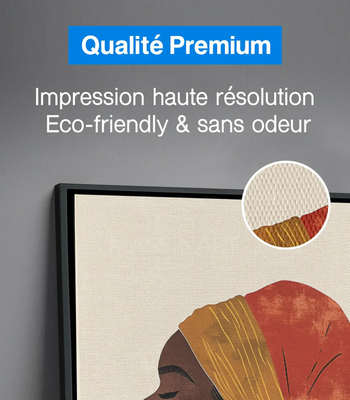 Détail portrait africain turban doré boucles oreilles or — Massinart