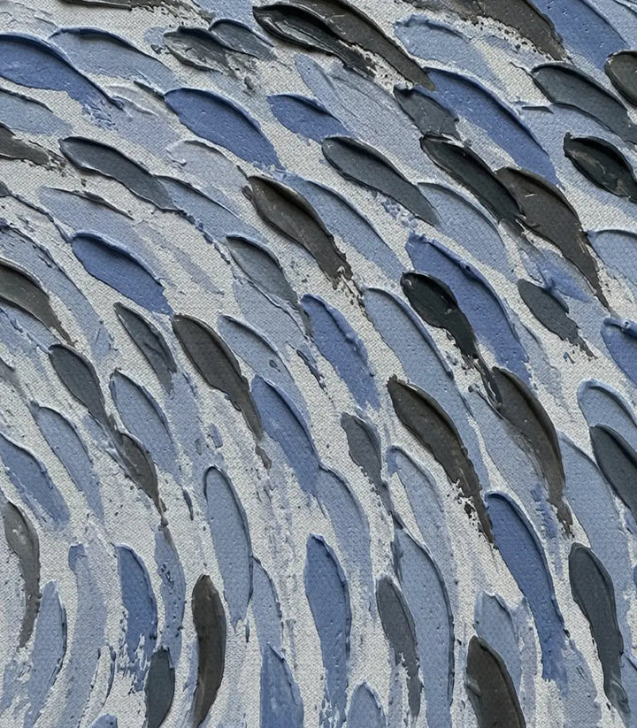 Tableau abstrait poisson — détail texture dynamique mouvement fluide Massinart