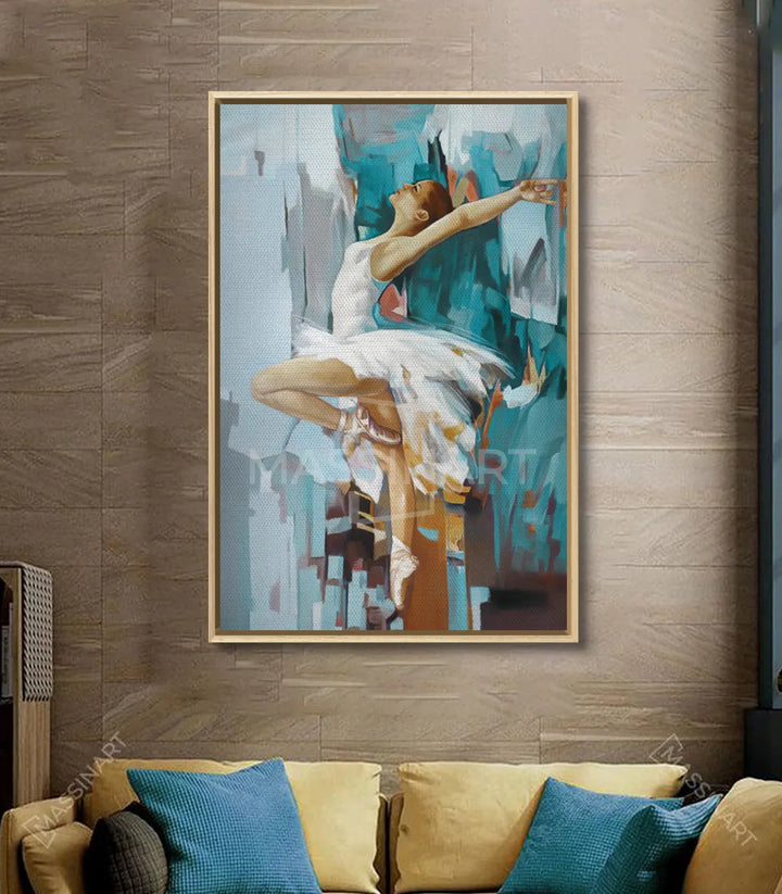 Décoration intérieur couloir, tableau danseuse classique palette turquoise Massinart