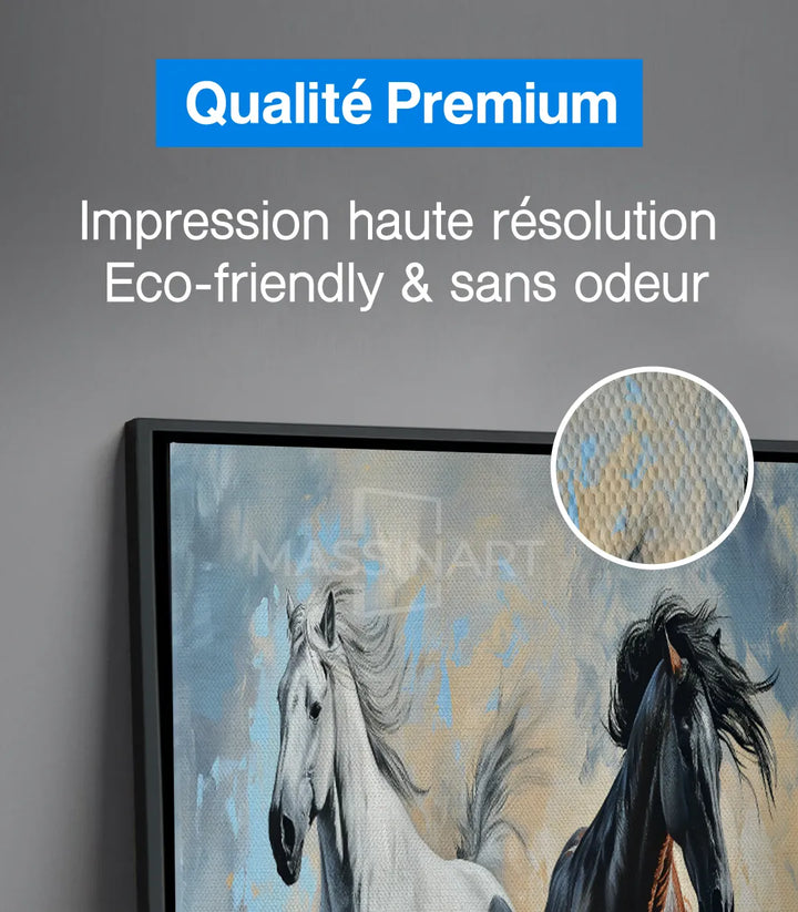 Tableau See You There Massinart — harmonie chevaux noir blanc marron design moderne