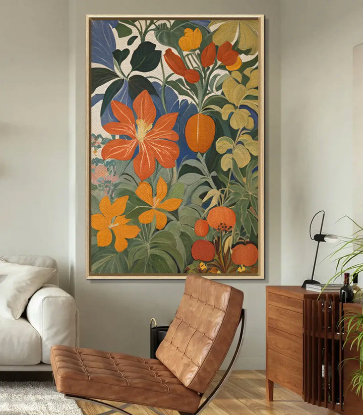 Décoration intérieur séjour Bloomtide tableau fleurs botaniques style Art Déco — Massinart