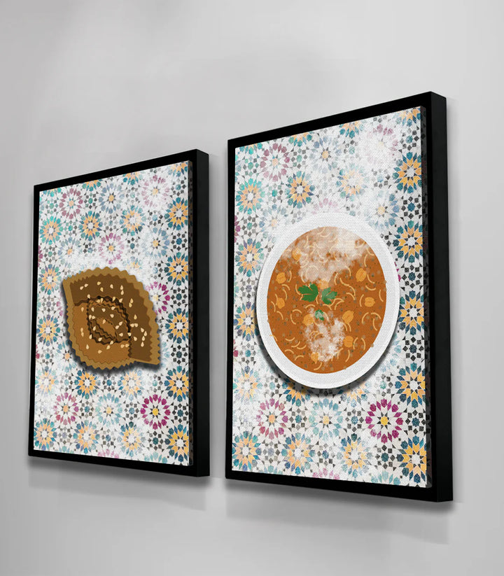 Tableau Chabakia diptyque — détail zellige géométrique Massinart