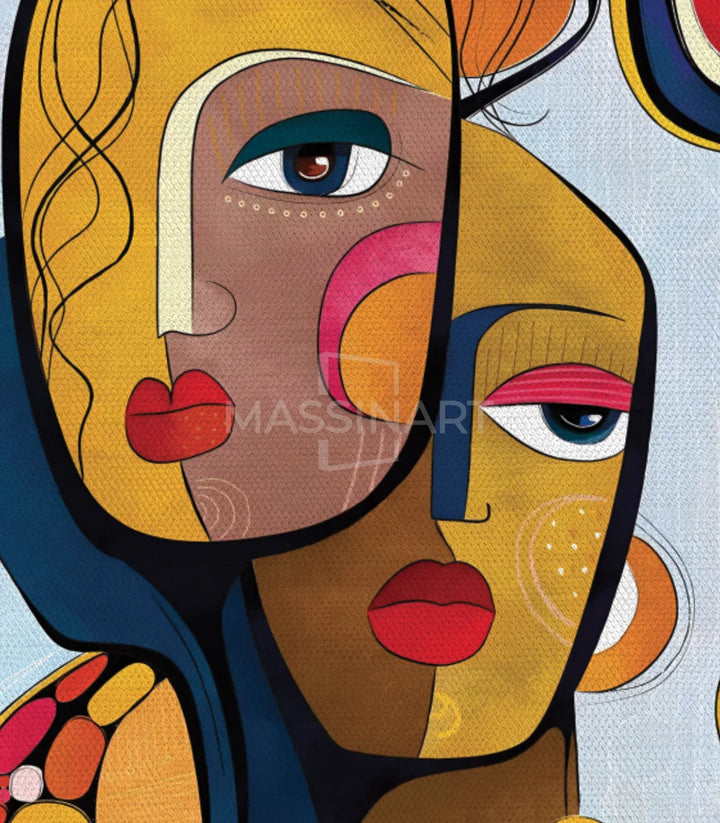 Tableau African Soul détail droit - motifs ethniques abstraits fond jaune Massinart