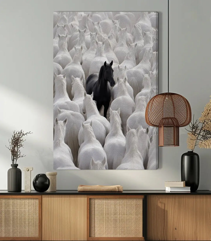 Décoration salon avec art minimaliste — Tableau Contraste Massinart intégré à une ambiance épurée et moderne