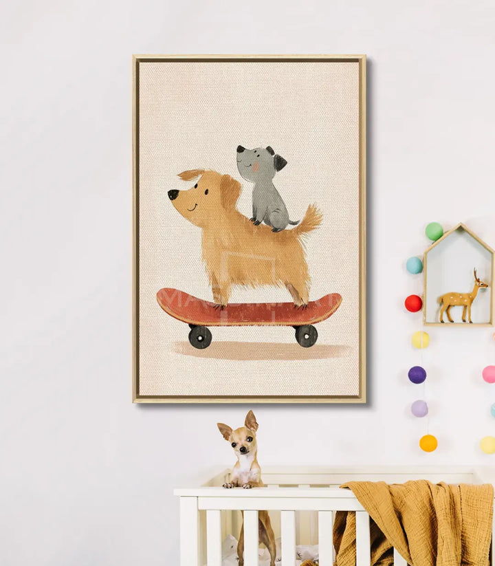 Tableau Skate Dogs Massinart — emballage livraison prêt à accrocher