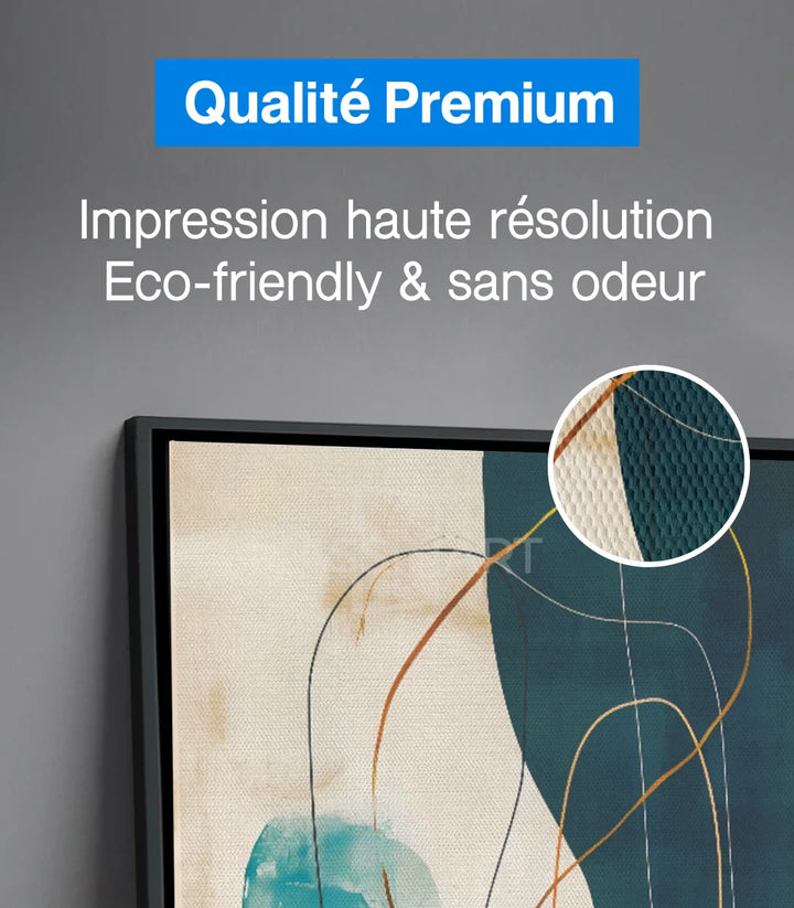 Harmonie couleurs tableau Massinart — Bleu turquois beige orange avec accents dorés
