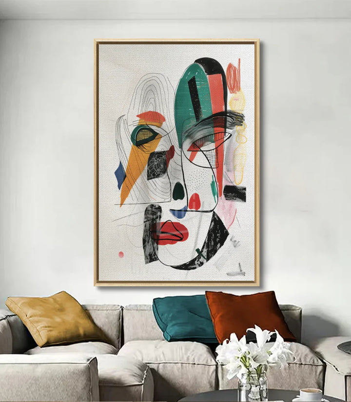 Décoration intérieur séjour Tableau Masked portrait coloré Massinart