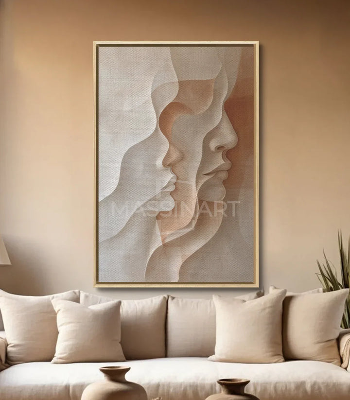 Décoration intérieur minimaliste — Tableau Duo profils abstraits Massinart tons neutres