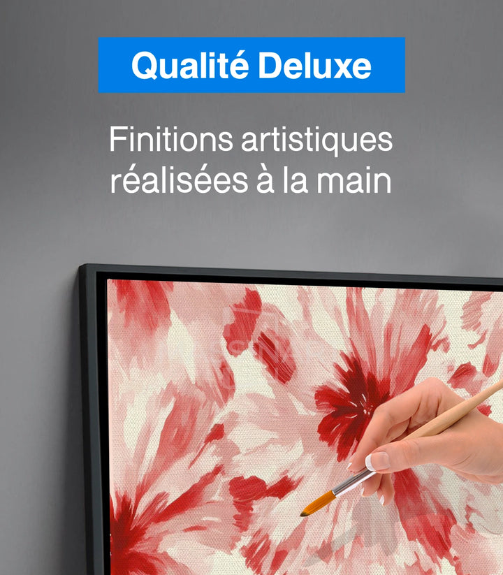 Tableau fleurs rouges style expressionniste détail pétales Massinart