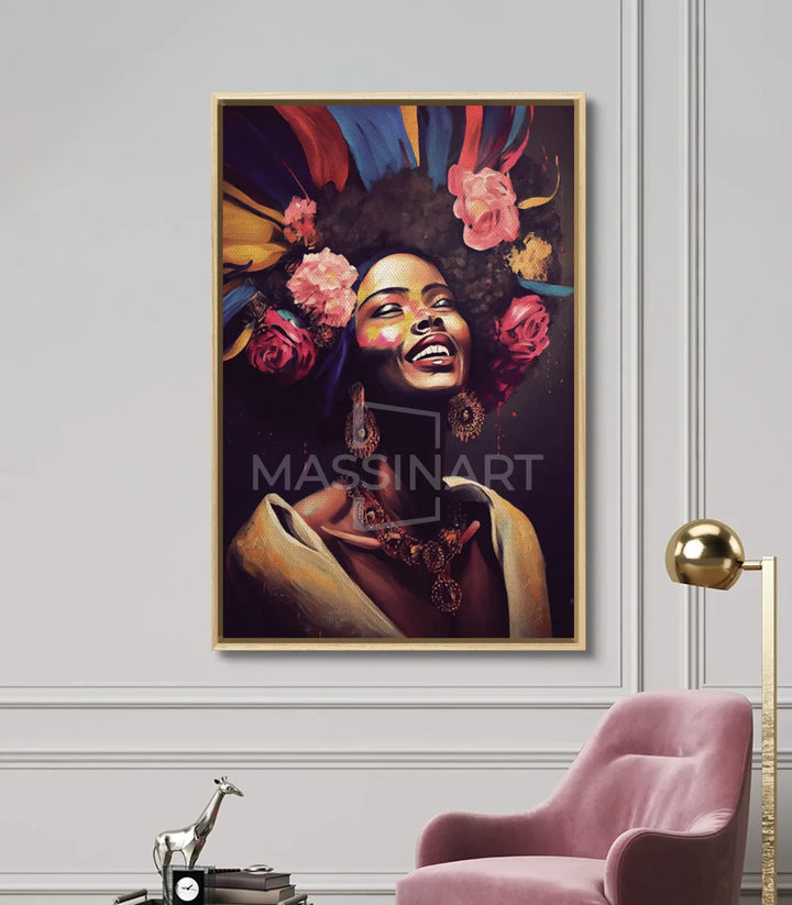 Décoration intérieur couloir tableau figuratif femme africaine Massinart