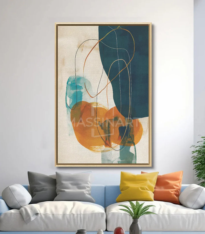 Décoration intérieur minimaliste Massinart — Tableau abstrait Fluid Dynamics cadre noir