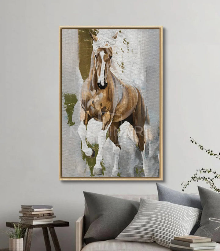 Décoration intérieur chambre, tableau cheval noble avec couleurs naturelles Massinart