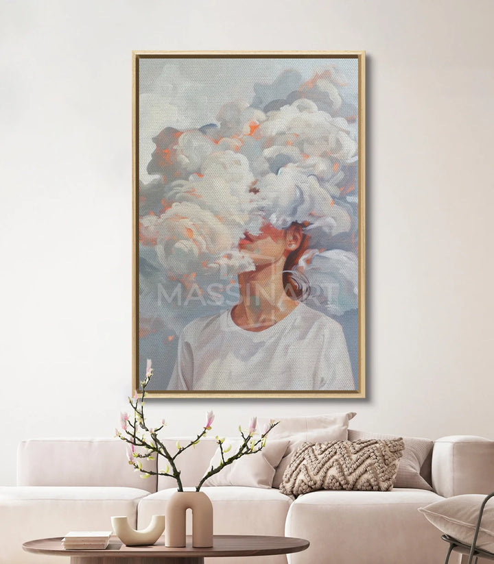 Décoration intérieur portrait nuages cadre noir Massinart
