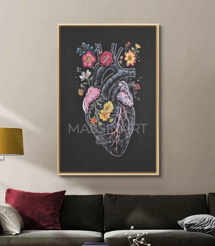 Décoration intérieur séjour — art anatomique coeur fleuri Massinart