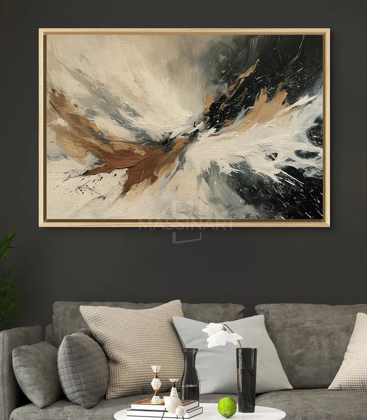 Détail textures expressionnistes du Tableau Twilight, coups de pinceau dramatiques — Massinart