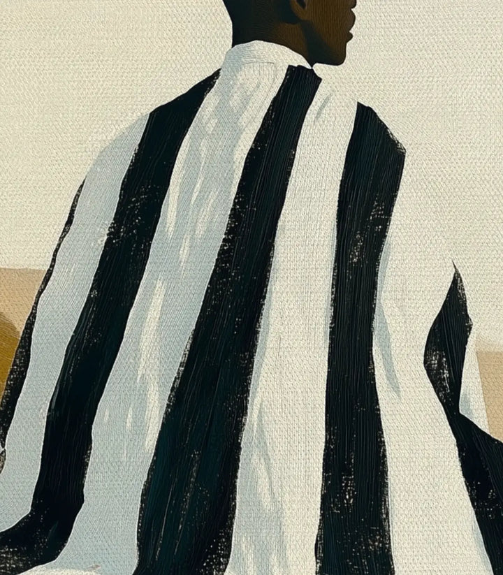 Tableau Striped mise en situation séjour Massinart — décoration murale contemporaine