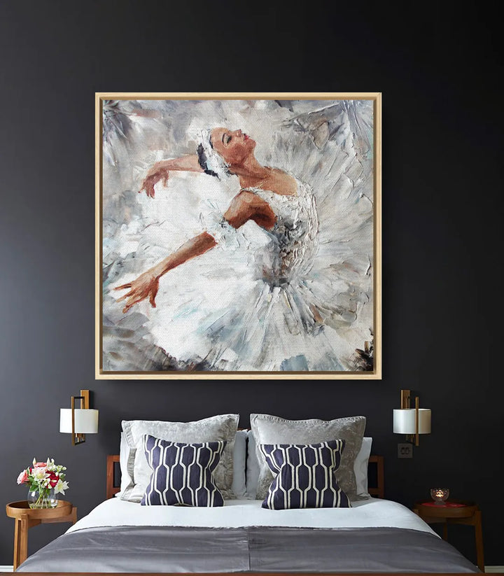 Décoration intérieur chambre à coucher — Tableau Ballerina Dance encadré noir, ambiance contemporaine Massinart