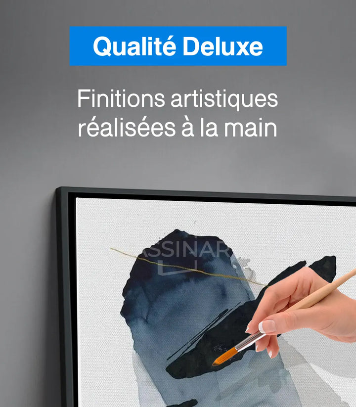 Harmonie colorée bleu blanc doré tableau abstrait Massinart