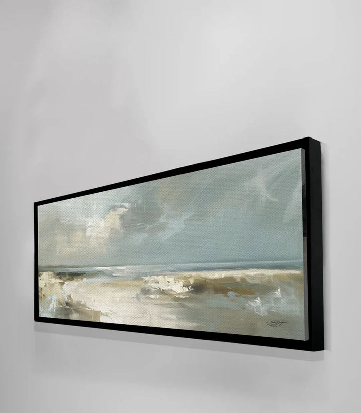 Tableau paysage plage minimaliste mise en situation Massinart