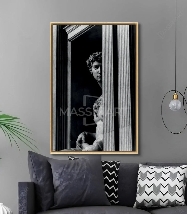 Décoration intérieur bureau, tableau classique David encadré noir, Massinart
