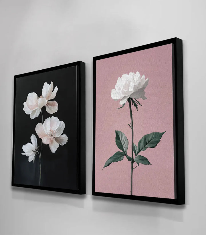 Tableau pivoines blanches style contemporain séjour Massinart