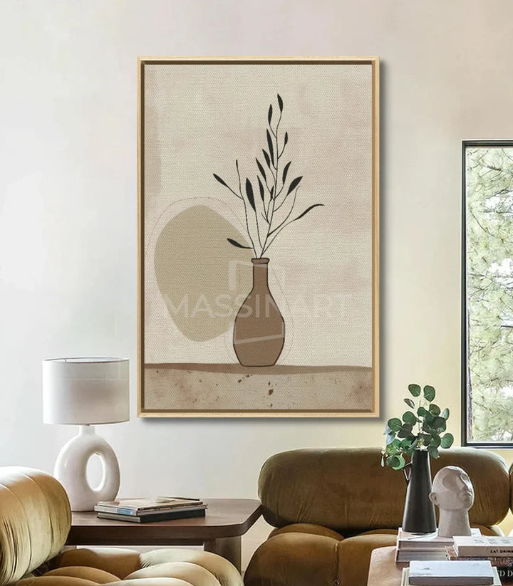 Tableau Stem dans séjour contemporain - décoration murale nature morte minimaliste Massinart