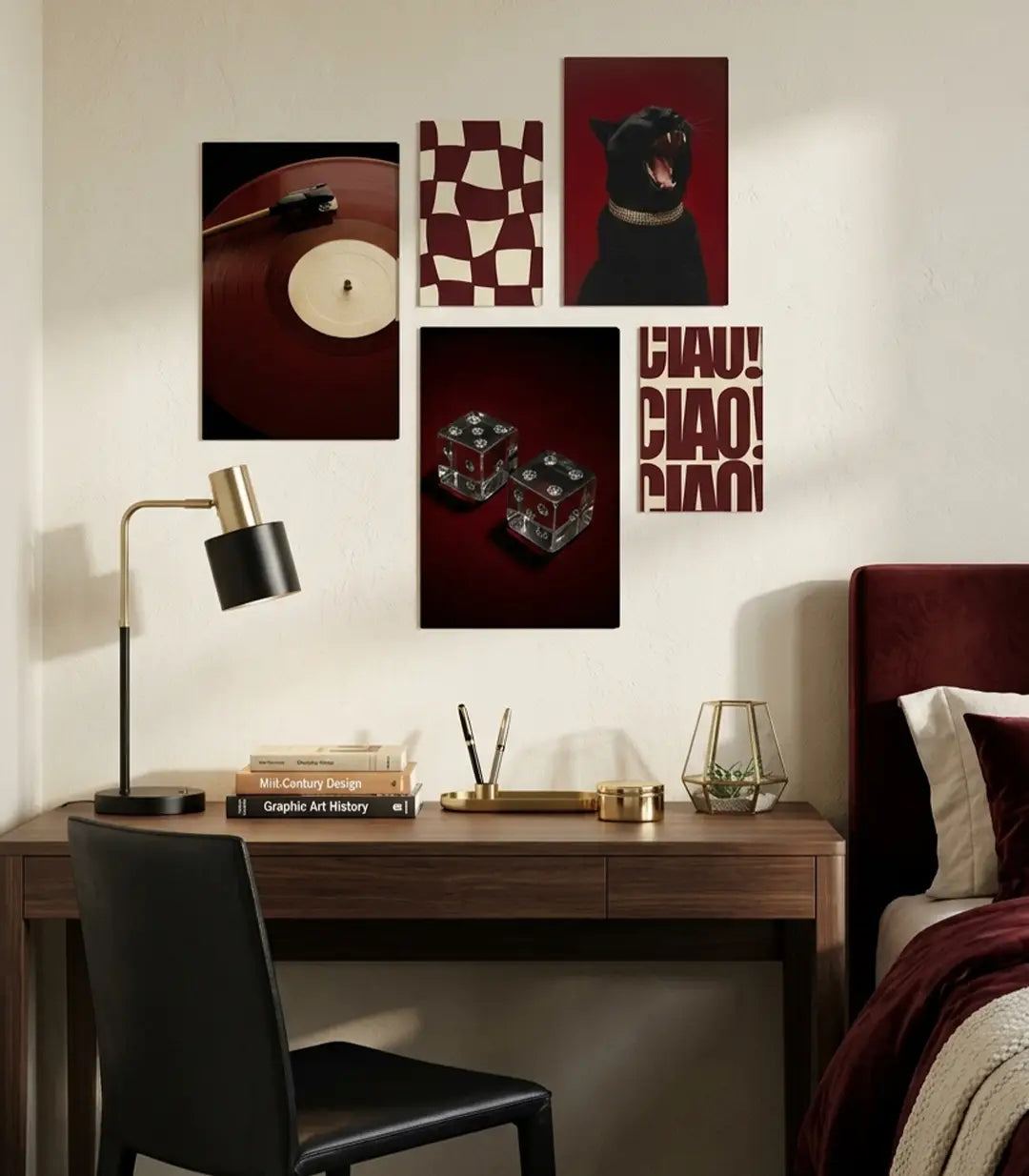 Tableau Velvet mur-cadres mise en situation chambre Massinart