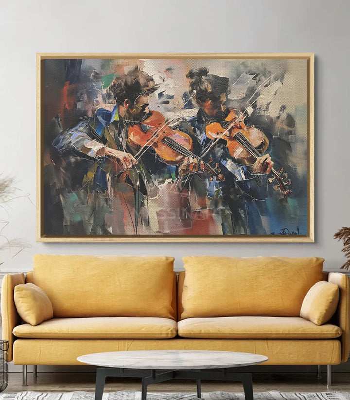Tableau Violinistes en décoration intérieur salon contemporain Massinart
