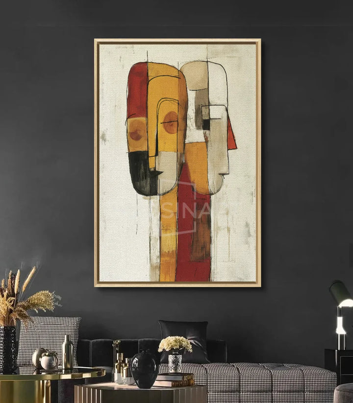 Tableau Intersect en mise en situation chambre à coucher, art mural Massinart