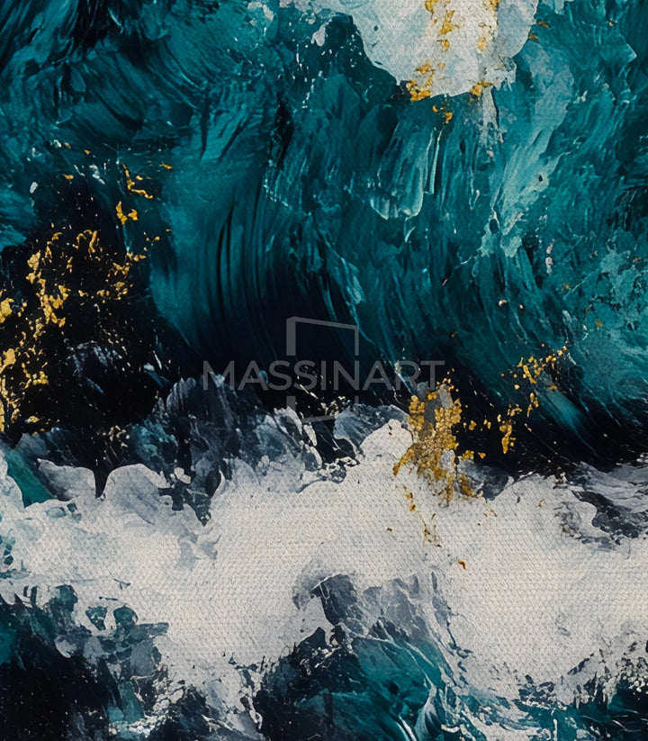 Tableau Golden Tide Massinart — emballage livraison prêt à accrocher