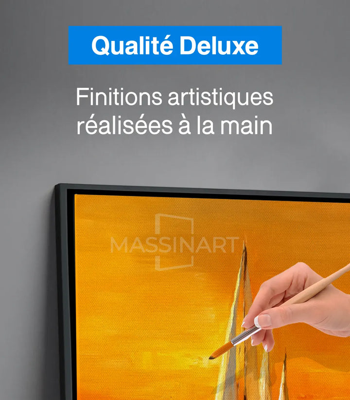 Simulation chambre Tableau Golden Sail Massinart — voiliers coucher de soleil