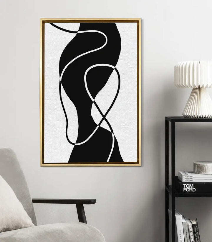 Tableau Black Fluidity mise en situation décoration salon moderne Massinart