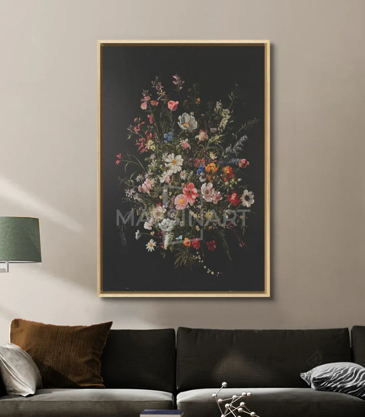 Tableau Wild Flowers décoration intérieur au-dessus canapé Massinart