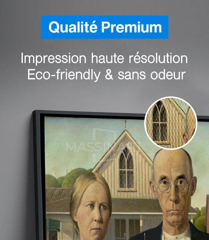 Tableau American Gothic peinture classique americana Massinart