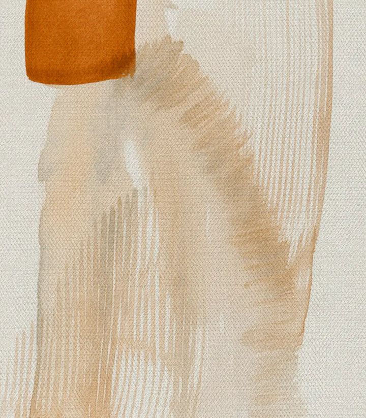 Mise en situation salon moderne — Tableau Sunbaked diptyque au-dessus canapé orange Massinart