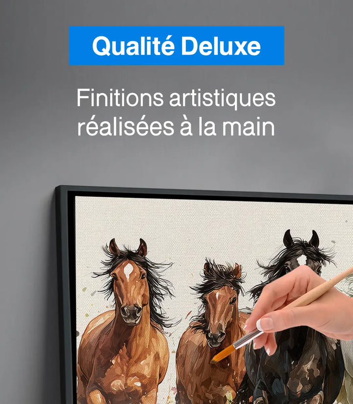 Tableau chevaux sauvages décoration bureau moderne Massinart mise en situation