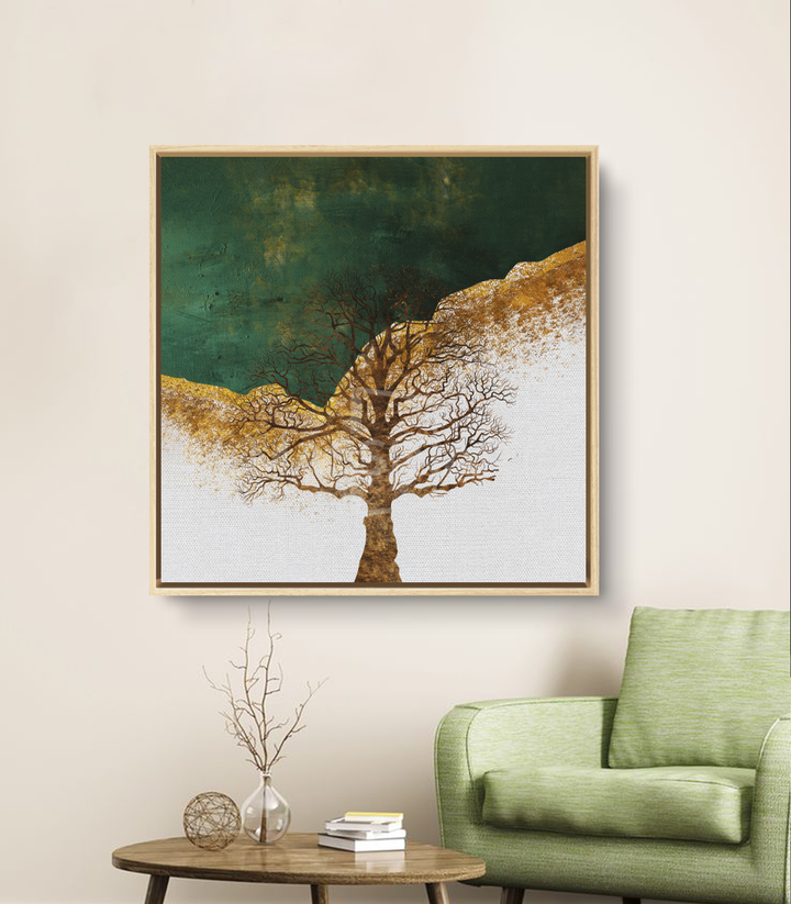 Décoration intérieur contemporain tableau arbre doré Massinart