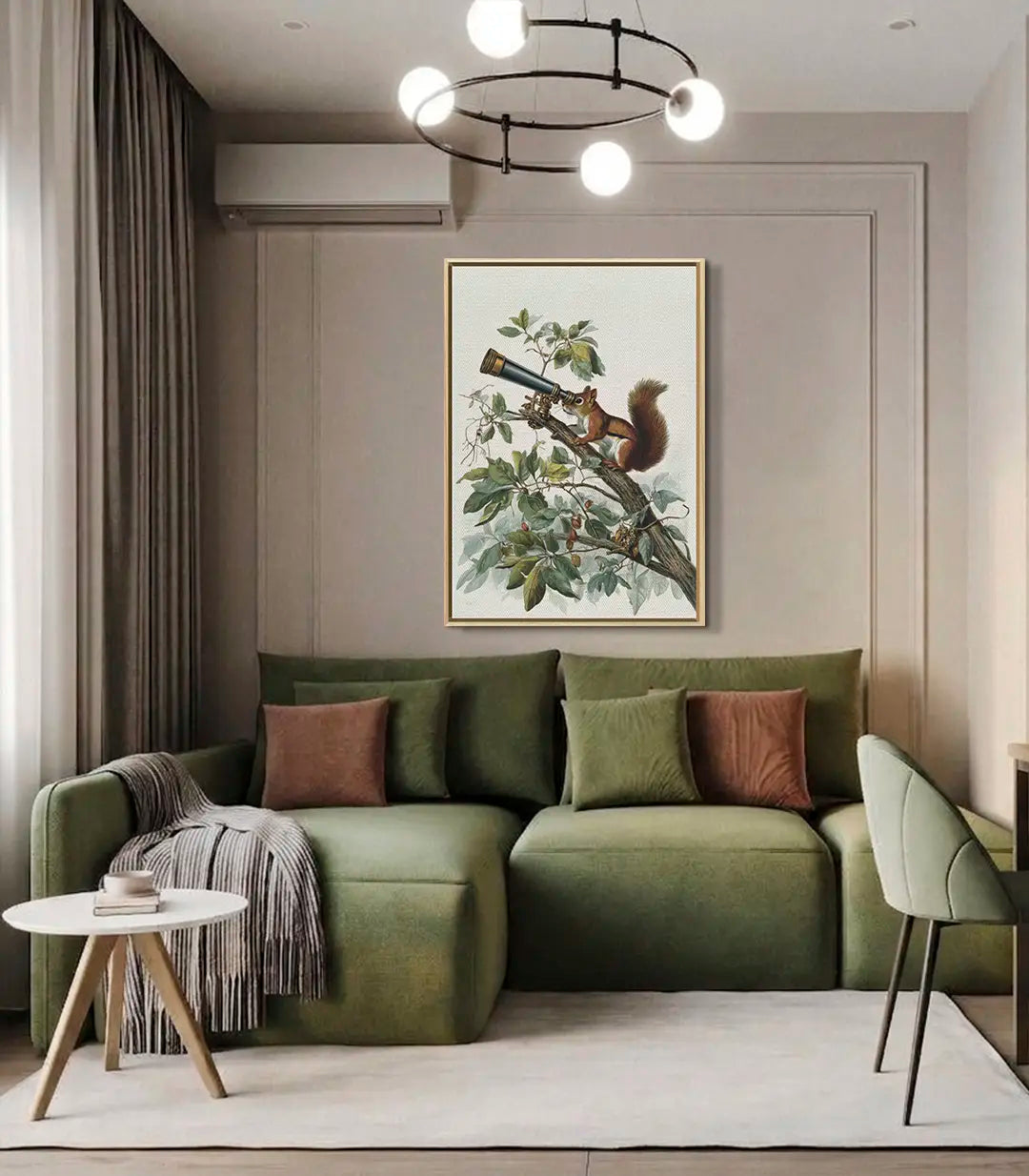Décoration intérieur Stargazer Massinart — détail cadre noir tableau écureuil