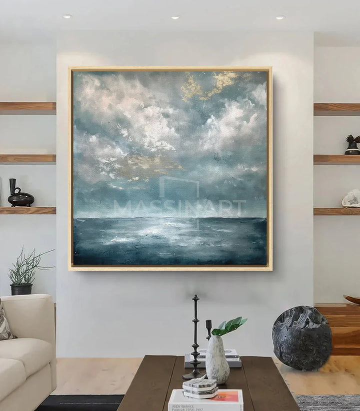 Décoration intérieur contemporain, tableau horizon calme mur blanc Massinart